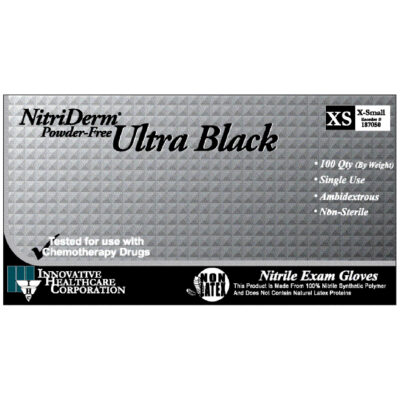 Glove Nitrile Black P/F X-LRG
