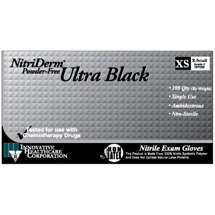 Glove Nitrile Black P/F X-SM